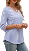 OFEEFAN 3/4 Length Sleeve Womens Tops Dressy Casual Blouses V Neck T Shirts Summer Tops Spring Outfits Loose Fit