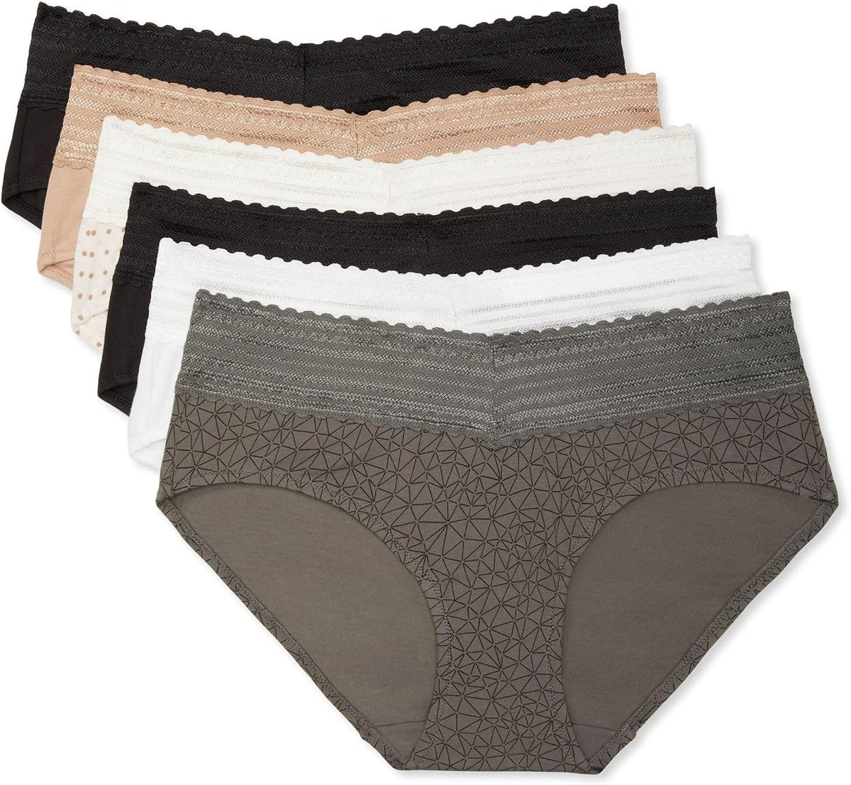 Warner's Women's Blissful Benefits Dig-free Comfort Waist With Lace Cotton Hipster 6-pack Ru2266w
