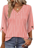 OFEEFAN 3/4 Length Sleeve Womens Tops Dressy Casual Blouses V Neck T Shirts Summer Tops Spring Outfits Loose Fit