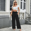 Findsweet Womens Wide Leg Pants Palazzo Casual Flowy Elastic Waist Pant Dressy Long Lounge with Pockets