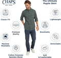 Chaps Men's Classic Fit Long Sleeve Button Down Stretch Poplin Casual Shirt