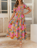 ZESICA Womens 2026 Summer Boho Floral Ruffle Maxi Dress
