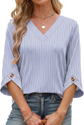 OFEEFAN 3/4 Length Sleeve Womens Tops Dressy Casual Blouses V Neck T Shirts Summer Tops Spring Outfits Loose Fit
