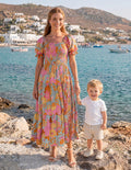 ZESICA Womens 2026 Summer Boho Floral Ruffle Maxi Dress
