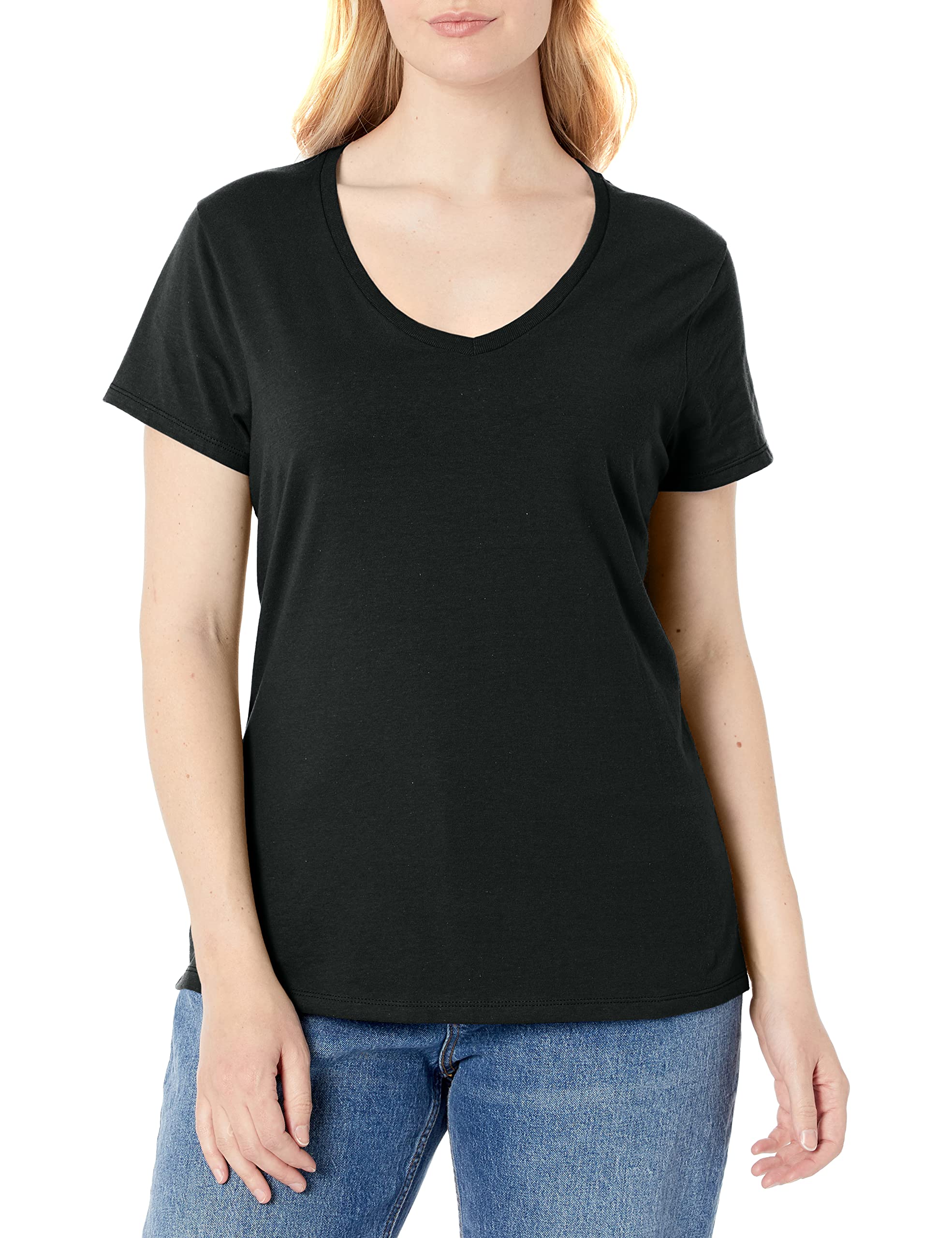 Hanes Women's Perfect-T V-neck T-shirt, Cotton Short Sleeve Tee for Women, 1 or 2-Pack