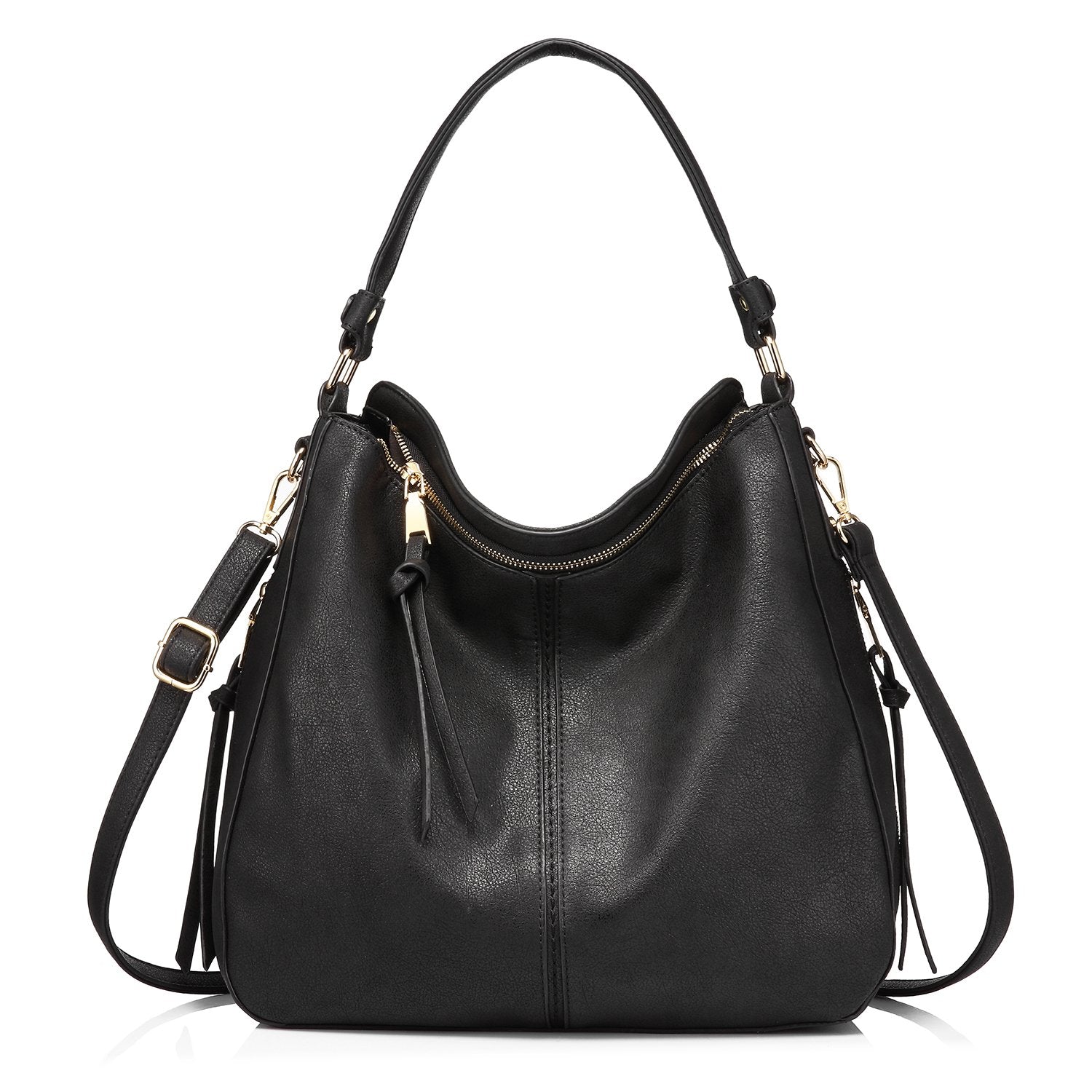 Realer Hobo Crossbody Bags for Women Designer Faux Leather Hobo Handbags Retro Large Size Shoulder Bag Bucket Purse