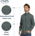 Chaps Men's Classic Fit Long Sleeve Button Down Stretch Poplin Casual Shirt