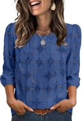 Sampeel Women Blouses Dressy Casual 3/4 Length Sleeve Tops Eyelet Lace Spring Summer Shirts Beach Vacation Clothes