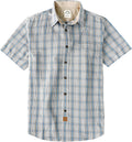 Dubinik® Mens Short Sleeve Button Down Shirts 100% Cotton Plaid Men's Casual Button-Down Shirts with Pocket