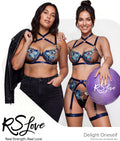 RSLOVE Women's Sexy Lingerie Set with Garter Belt Underwire Floral Embroidered 3 Piece Bra and Panty Sets Lace Babydoll