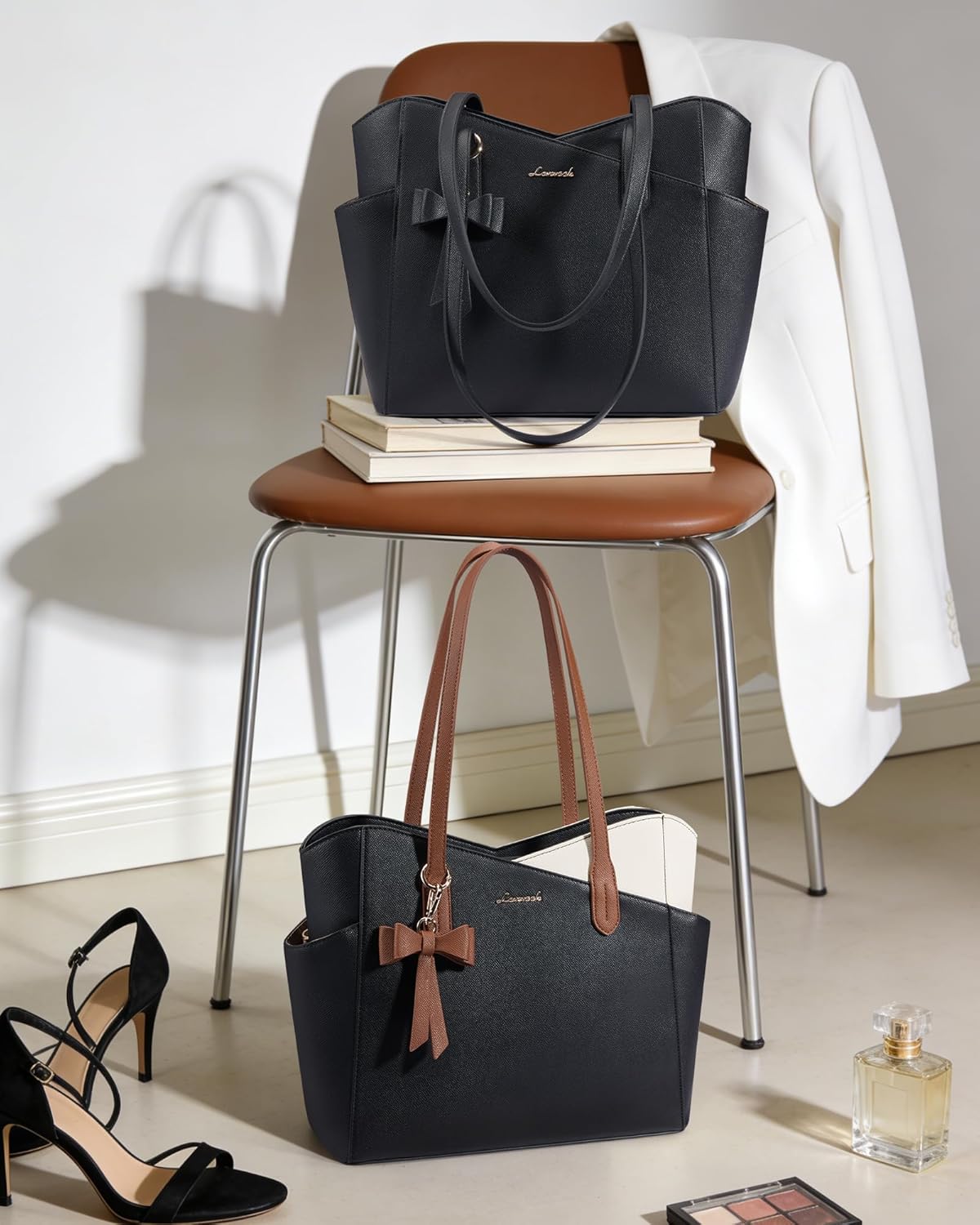 LOVEVOOK Small Tote Purse for Women, 2026 Structured PU Leather Handbags with Top Handle, Elegant Satchel Shoulder Bag