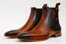 Load image into Gallery viewer, The Royal Hand Craft Tan Leather Double-Buckle Chelsea Men Boot
