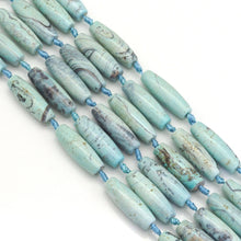 Load image into Gallery viewer, Planet Blue Barrel Shape Tibetan Agate Beads, 14x40mm Focal Beads, Sku#U1631