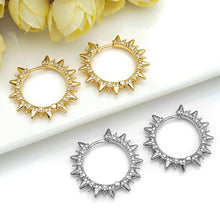 Load image into Gallery viewer, CZ Micro Pave Spike earrings, Sku#J305