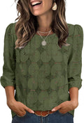 Sampeel Women Blouses Dressy Casual 3/4 Length Sleeve Tops Eyelet Lace Spring Summer Shirts Beach Vacation Clothes