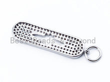 Load image into Gallery viewer, White CZ Micro Pave Oval with Hollow Star charm , sku#L34