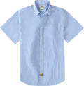 Dubinik® Mens Short Sleeve Button Down Shirts 100% Cotton Plaid Men's Casual Button-Down Shirts with Pocket