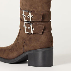 The Drop Women's Sage Tall Biker Boot with Buckles