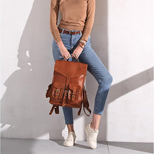 Load image into Gallery viewer, Vintage Leather Backpack Rucksack