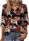 OFEEFAN 3/4 Length Sleeve Womens Tops Dressy Casual Blouses V Neck T Shirts Summer Tops Spring Outfits Loose Fit