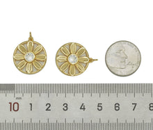 Load image into Gallery viewer, CZ Sunflower On Round Coin Charm, Sku#L647