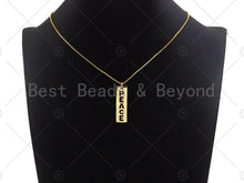 Load image into Gallery viewer, Hollow Out PEACE Bar Pendant, Gold/Silver/Rose Gold/Black Rectangle Dog Tag Pendant, DIY Jewelry Gift, 10x29mm, Sku#ML05