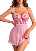 Avidlove Lingerie for Women Lace Babydoll Chemise Sheer Mesh Nightgown