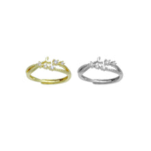 Load image into Gallery viewer, Dainty Clear CZ Gold Silver Cresent Moon star  Adjustable Ring, Sku#A278