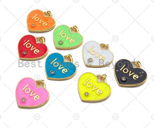 Load image into Gallery viewer, Enamel Colorful Love On Heart Shape Pendant,CZ Micro Enamel Pendant Charm, Enamel Jewelry,25x25mm,Sku#L477