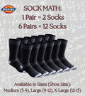 Dickies Men's Dri-tech Moisture Control Max Full Cushion Crew Socks, Available in M-xl (6, 12 Pairs)