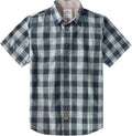 Dubinik® Mens Short Sleeve Button Down Shirts 100% Cotton Plaid Men's Casual Button-Down Shirts with Pocket