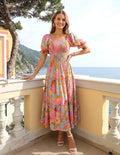ZESICA Womens 2026 Summer Boho Floral Ruffle Maxi Dress