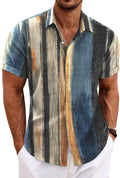 COOFANDY Men's Linen Shirts Short Sleeve Casual Shirts Button Down Shirt for Men Beach Summer Wedding Shirt