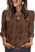 Sampeel Women Blouses Dressy Casual 3/4 Length Sleeve Tops Eyelet Lace Spring Summer Shirts Beach Vacation Clothes