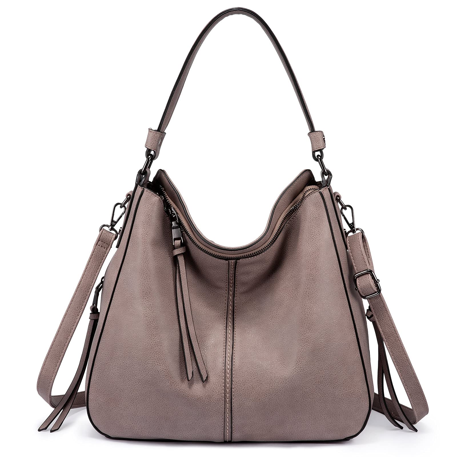 Realer Hobo Crossbody Bags for Women Designer Faux Leather Hobo Handbags Retro Large Size Shoulder Bag Bucket Purse