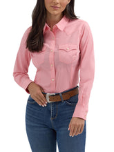 Load image into Gallery viewer, Women's Retro Long Sleeve Cool Blue Solid Western Shirt