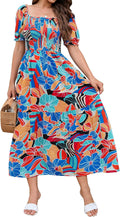 ZESICA Womens 2026 Summer Boho Floral Ruffle Maxi Dress