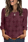Sampeel Women Blouses Dressy Casual 3/4 Length Sleeve Tops Eyelet Lace Spring Summer Shirts Beach Vacation Clothes