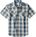 Dubinik® Mens Short Sleeve Button Down Shirts 100% Cotton Plaid Men's Casual Button-Down Shirts with Pocket