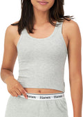 Hanes Women's Originals Rib Crop Tank Top 2-Pack, Comfywear Stretch Cotton Cropped Top