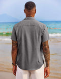 COOFANDY Men's Button Down Shirts Short Sleeve Casual Summer Beach Vacation Wedding Shirt with Pocket