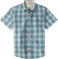 Dubinik® Mens Short Sleeve Button Down Shirts 100% Cotton Plaid Men's Casual Button-Down Shirts with Pocket