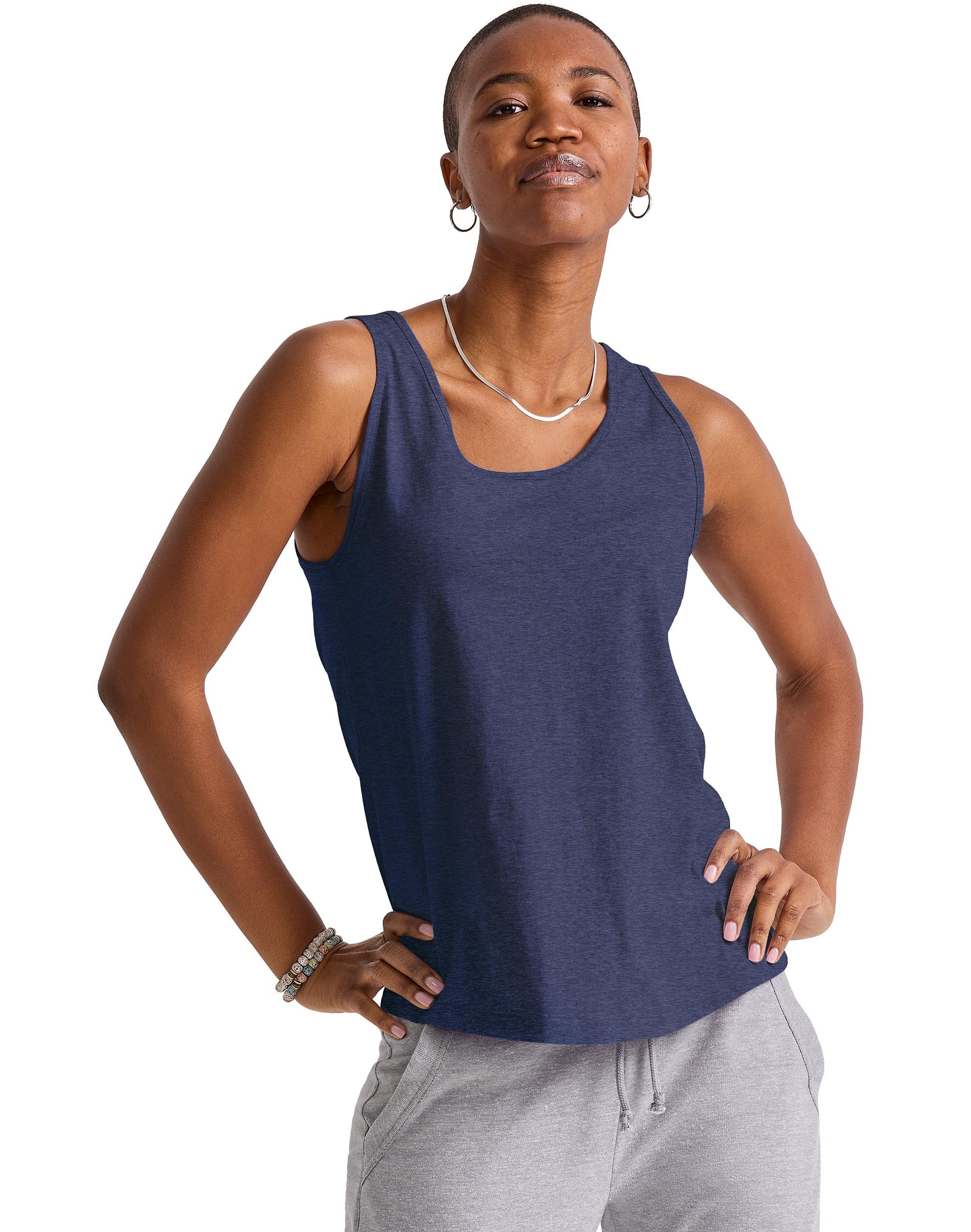 Hanes Women's Shirts, Women’s Mini-Ribbed Cotton Tank Tops, Women’s Sleeveless T-Shirts, Women’s Tanks