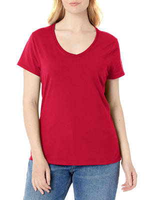 Hanes Women's Perfect-T V-neck T-shirt, Cotton Short Sleeve Tee for Women, 1 or 2-Pack