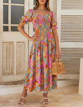ZESICA Womens 2026 Summer Boho Floral Ruffle Maxi Dress
