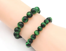 Load image into Gallery viewer, Natural Green Tiger Eye Round Smooth Stretchy Bracelet, Sku#