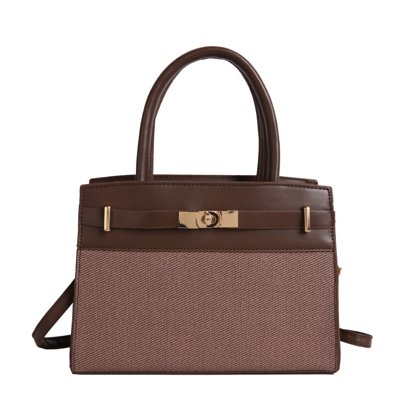 Women's Retro Color-Block Crossbody Bucket Bag – PU Leather Shoulder Bag