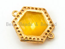 Load image into Gallery viewer, Hexagon Bezel Connector with Faceted Cat's Eye Stone, sku#A81