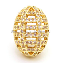 Load image into Gallery viewer, CZ Micro Pave Oval Cage Spacer Beads with Clear Crystal for Bracelet/Necklace, Cubic Zirconia Bracelet Charms, 17x11mm,sku#G54