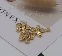 Load image into Gallery viewer, CZ Triple Sunflowers Charm, Sku#LK620